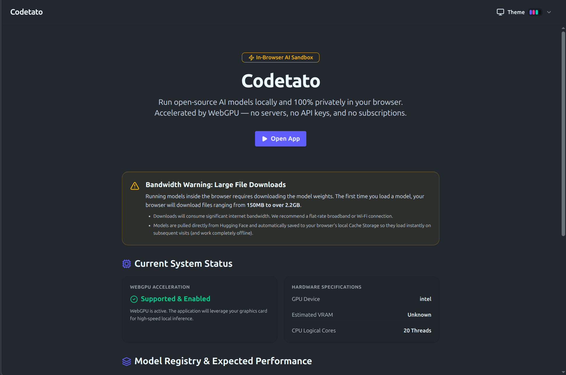 Codetato landing page