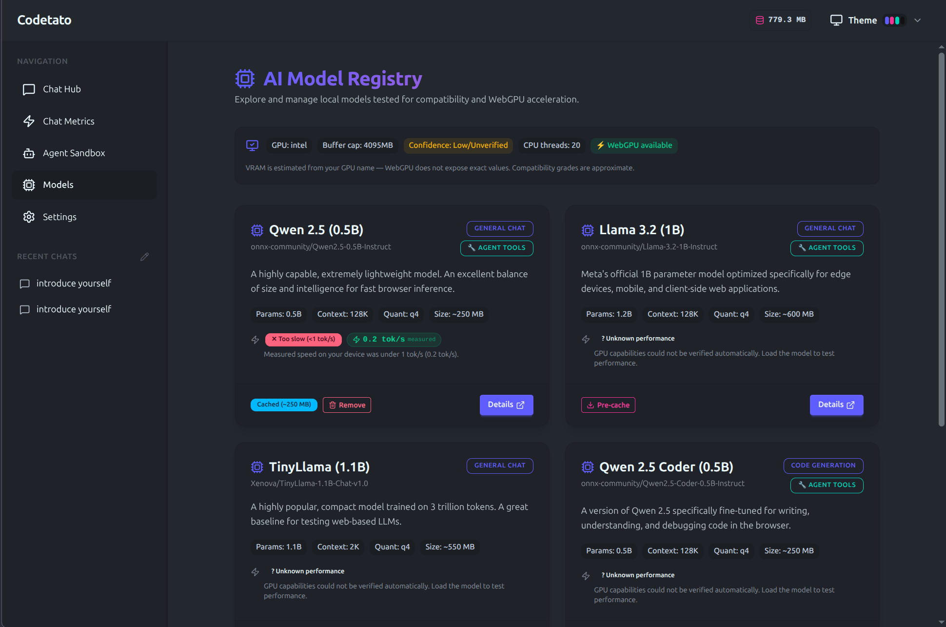 Codetato model registry
